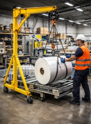 جرثقیل‌ های کوچک در کارخانجات بسته‌ بندی